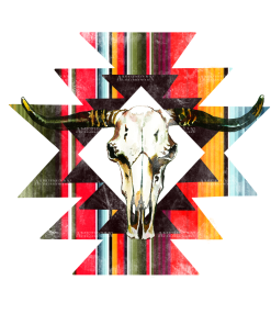 Aztec Serape Bull Skull DTF Transfer