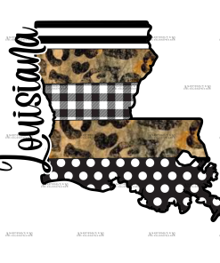 Louisiana Map Leopard DTF Transfer