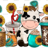 Western Cow Coffee Cups DTF Transfer